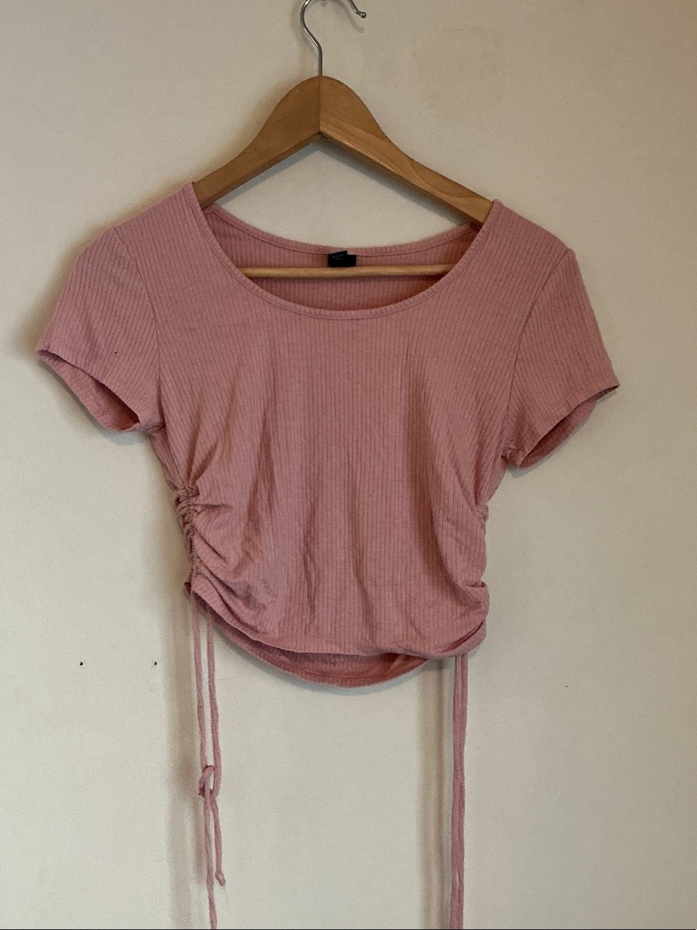 wild fable Mauve Pink Ribbed Side-Ruched Crop Top